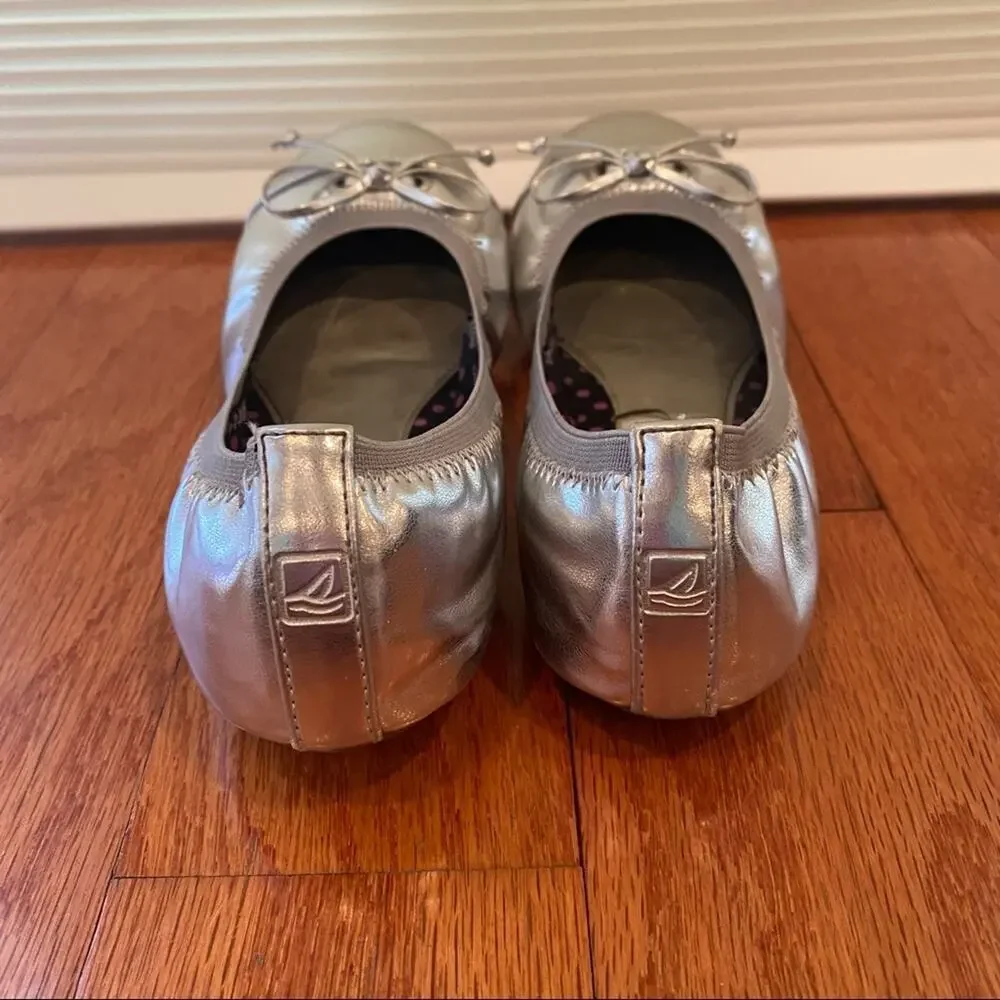Sperry Elise Silver Ballet Flats sz 1.5 Silver Rounded Toe Shoes